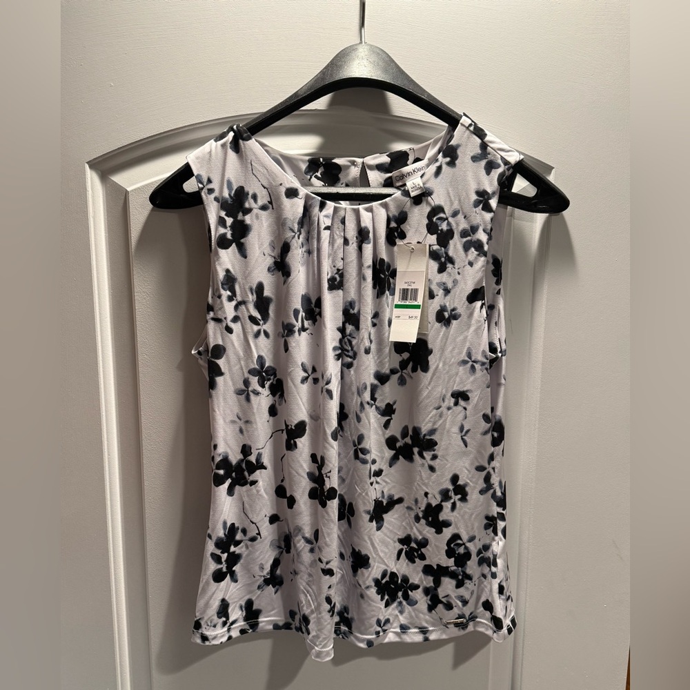 Calvin Klein Black and White Floral Blouse